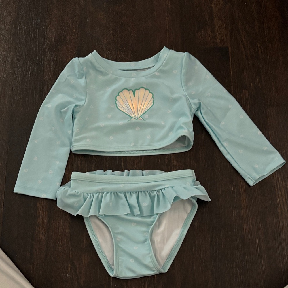 toddler Swim Shell Design Two-Piece Set - Blue